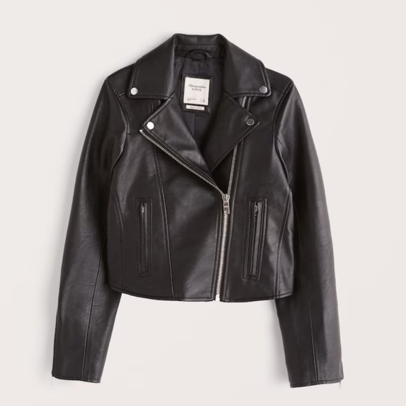 NWOT Abercrombie & Fitch Vegan Leather Moto Jacket Sz Small - Picture 1 of 4